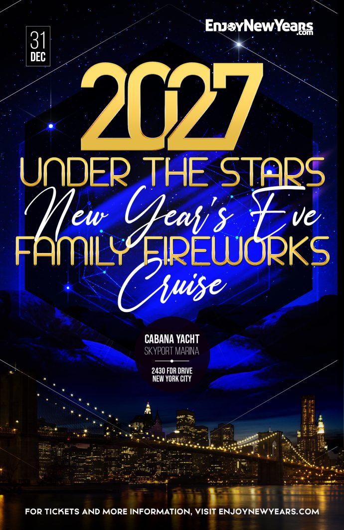 Under the Stars New Year's Eve Family Friendly All Ages Cruise Flyer