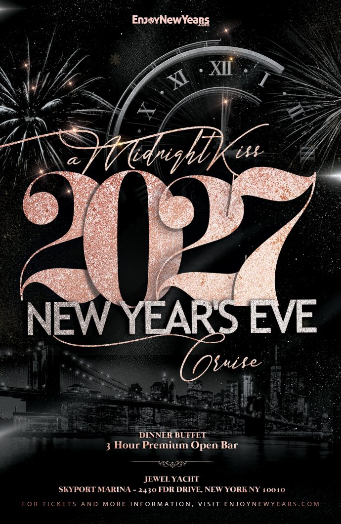 A Midnight Kiss Jewel Yacht New Year's Eve Cruise Flyer